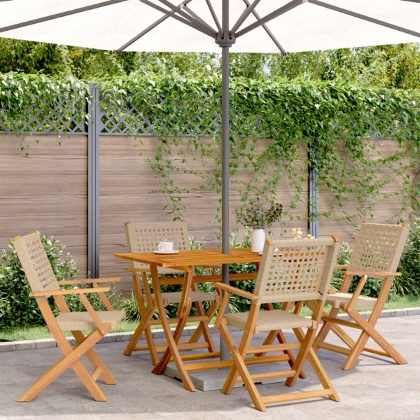 5-Delige Tuinset Poly Rattan En Massief Hout - Afbeelding 14