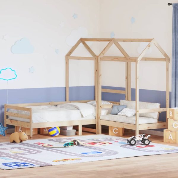 Kinderbed Met Huisje En Bankje Massief Grenenhout