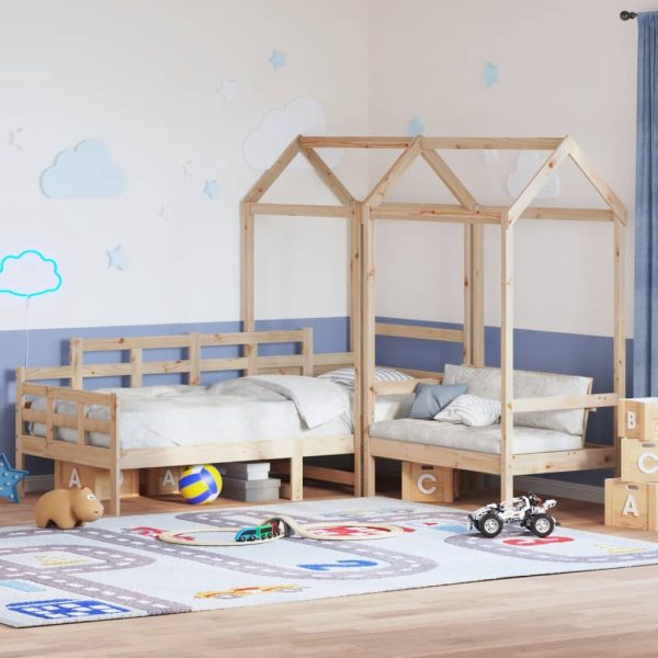 Kinderbed Met Huisje En Bankje Massief Grenenhout