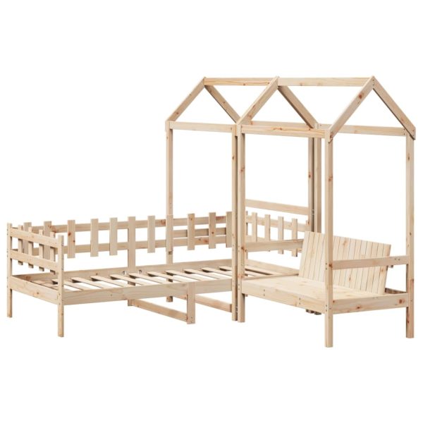 Kinderbed Met Huisje En Bankje Massief Grenenhout - Afbeelding 3