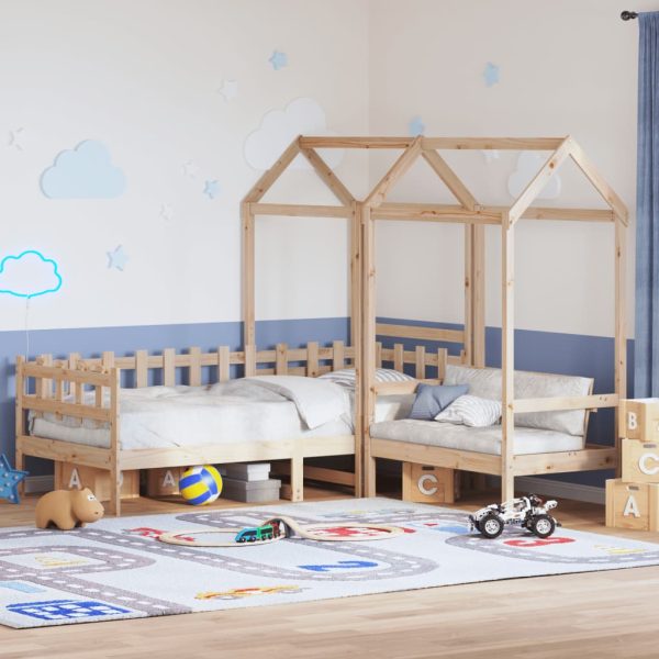 Kinderbed Met Huisje En Bankje Massief Grenenhout