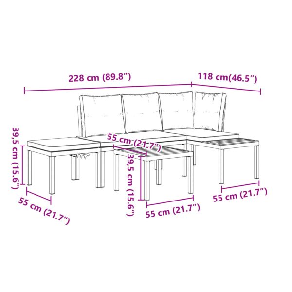 4-Delige Loungeset Met Kussens Gepoedercoat Staal Zwart - Afbeelding 11