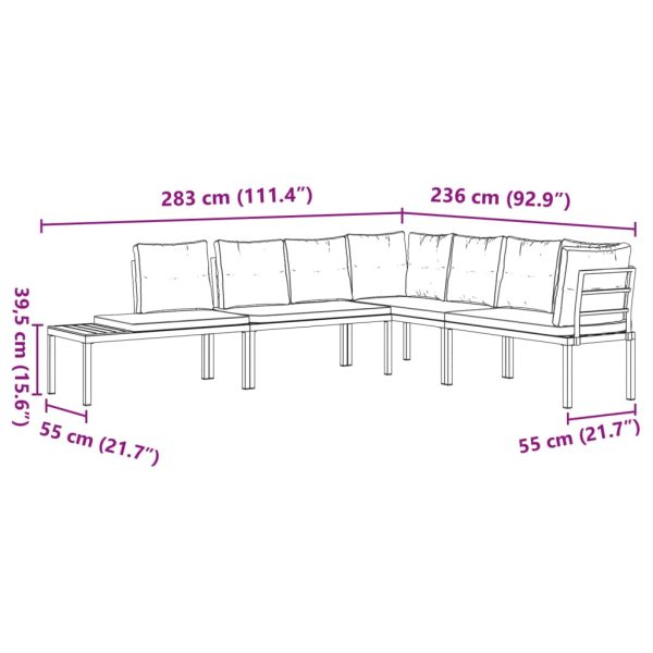 4-Delige Tuinbankenset Met Kussens Gepoedercoat Staal Zwart - Afbeelding 7