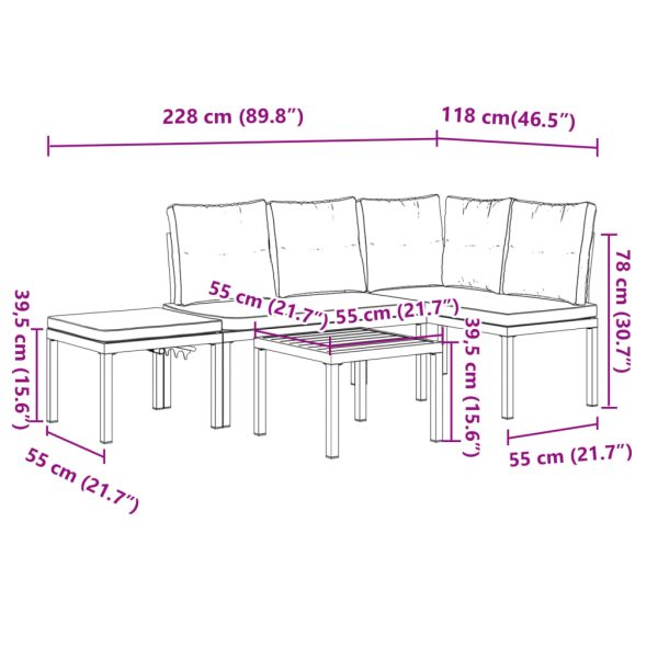 4-Delige Loungeset Met Kussens Gepoedercoat Staal Zwart - Afbeelding 10