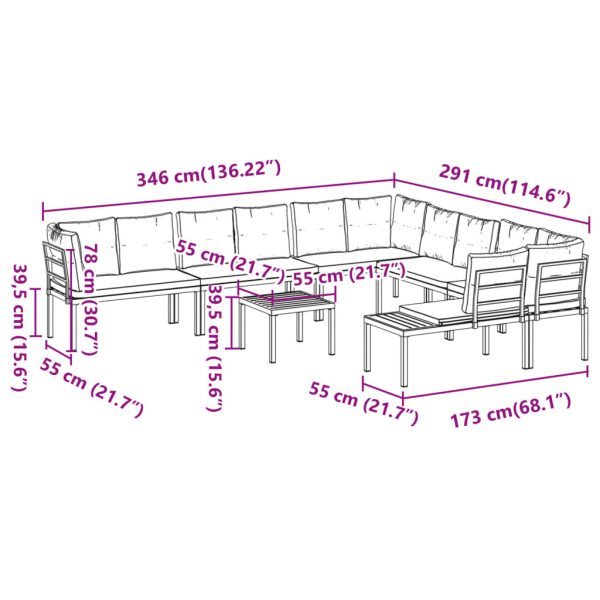 7-Delige Loungeset Met Kussens Gepoedercoat Staal Zwart - Afbeelding 10