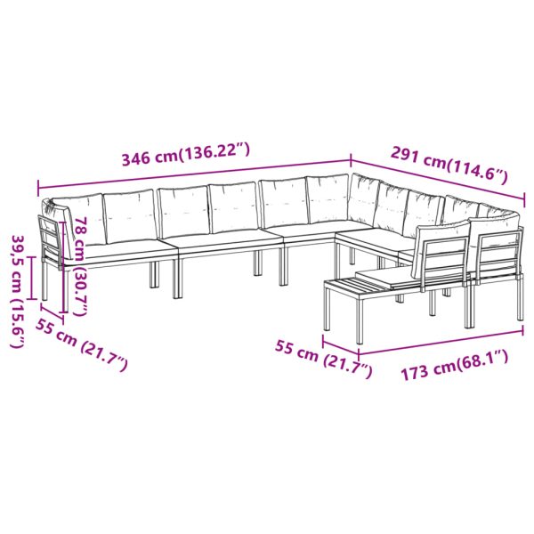 6-Delige Loungeset Met Kussens Gepoedercoat Staal Zwart - Afbeelding 9