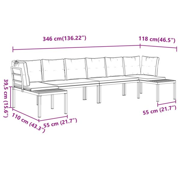 4-Delige Loungeset Met Kussens Gepoedercoat Staal Zwart - Afbeelding 8