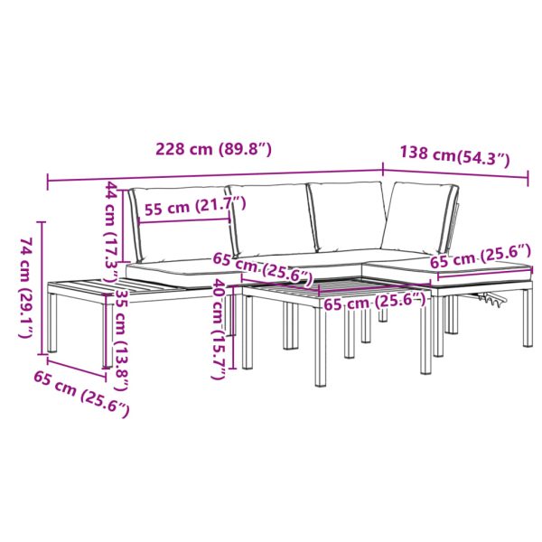 4-Delige Loungeset Met Kussens Aluminium Zwart - Afbeelding 11