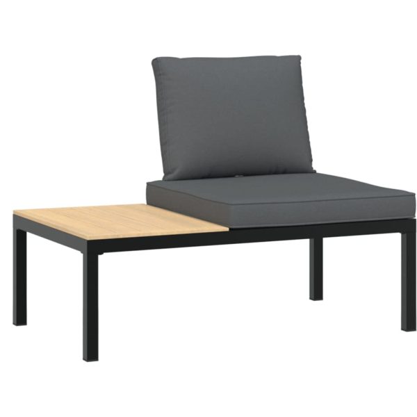 3-Delige Loungeset Met Kussens Aluminium Zwart - Afbeelding 5