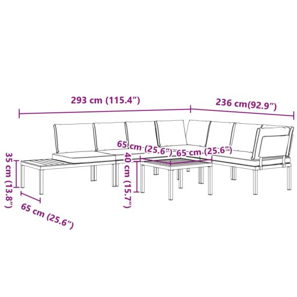 5-Delige Loungeset Met Kussens Aluminium Zwart - Afbeelding 9