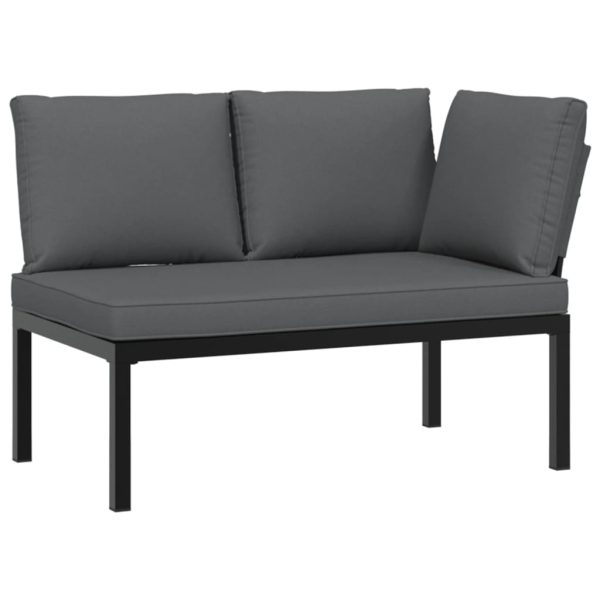 4-Delige Loungeset Met Kussens Aluminium Zwart - Afbeelding 3