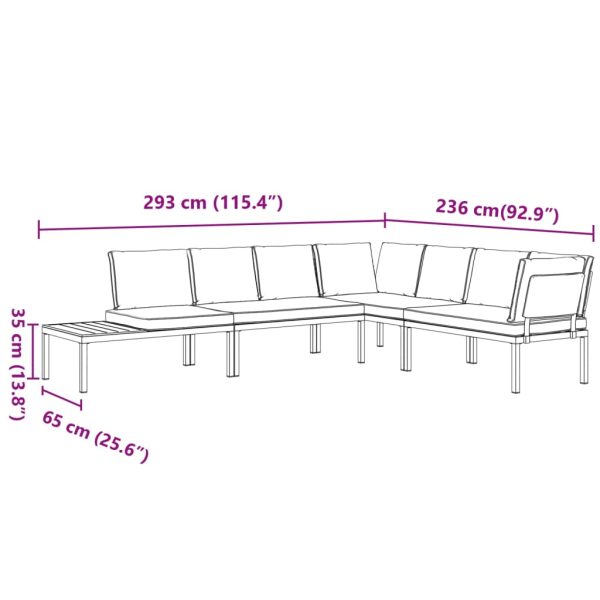 4-Delige Loungeset Met Kussens Aluminium Zwart - Afbeelding 8