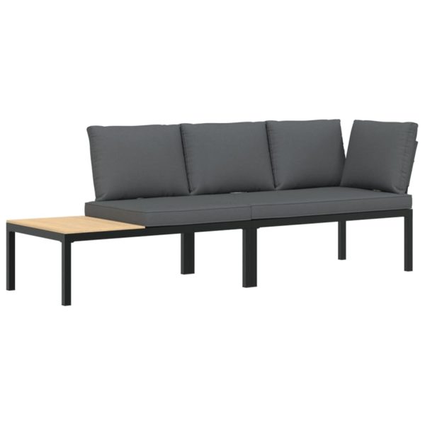 2-Delige Loungeset Met Kussens Aluminium Zwart - Afbeelding 2