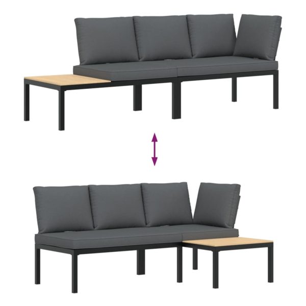 2-Delige Loungeset Met Kussens Aluminium Zwart - Afbeelding 5