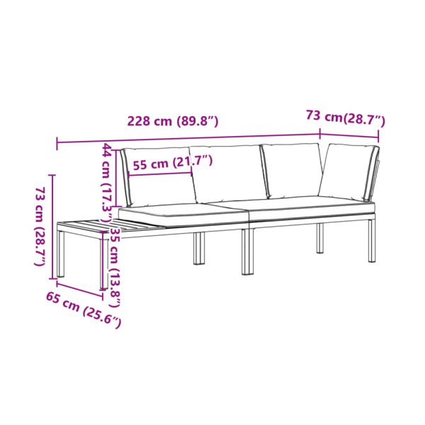 2-Delige Loungeset Met Kussens Aluminium Zwart - Afbeelding 8