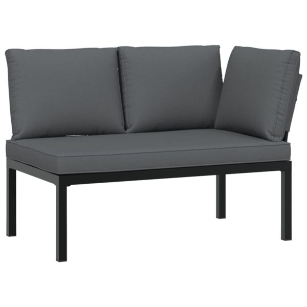 3-Delige Loungeset Met Kussens Aluminium Zwart - Afbeelding 3