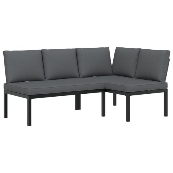 2-Delige Loungeset Met Kussens Aluminium Zwart - Afbeelding 2