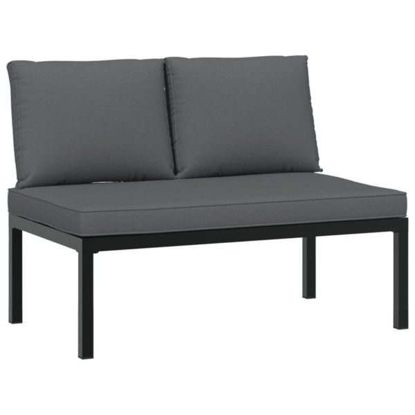 2-Delige Loungeset Met Kussens Aluminium Zwart - Afbeelding 4