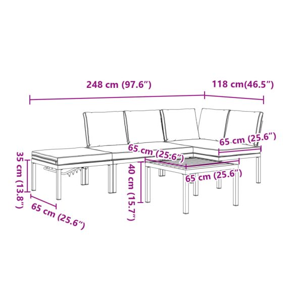 4-Delige Loungeset Met Kussens Aluminium Zwart - Afbeelding 10