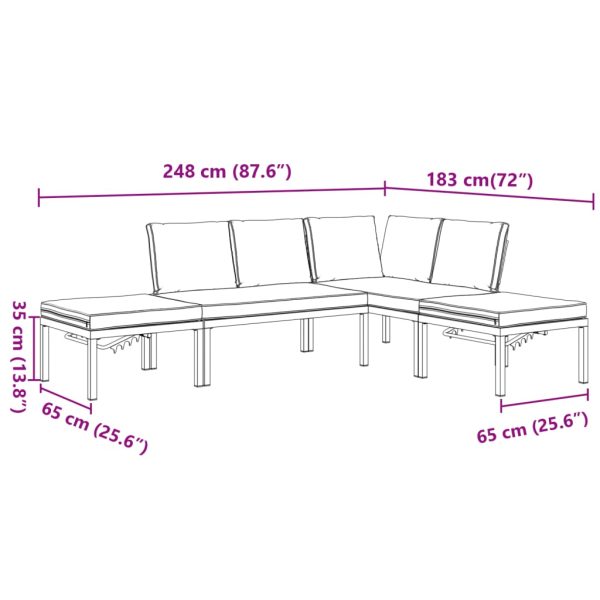 4-Delige Loungeset Met Kussens Aluminium Zwart - Afbeelding 9