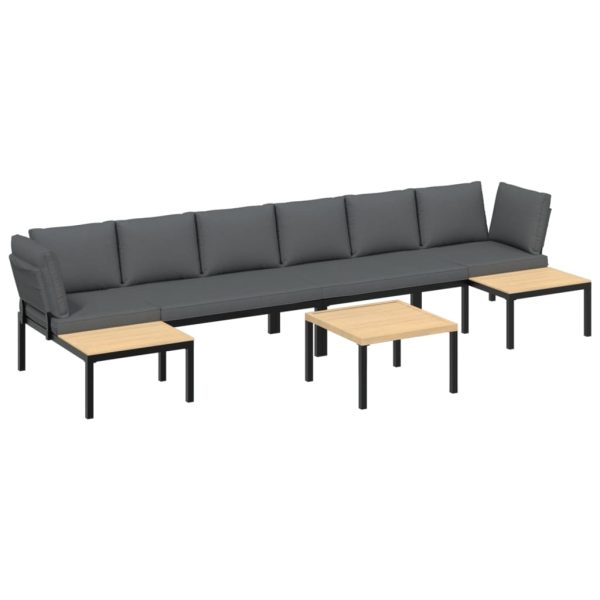 5-Delige Loungeset Met Kussens Aluminium Zwart - Afbeelding 2