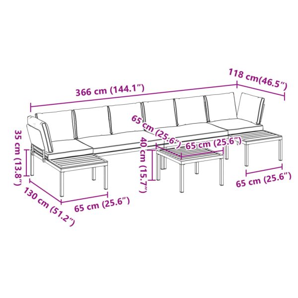 5-Delige Loungeset Met Kussens Aluminium Zwart - Afbeelding 9