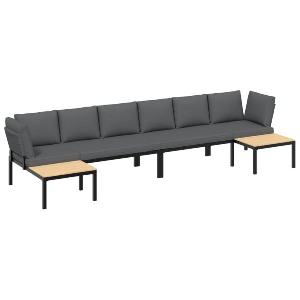 4-Delige Loungeset Met Kussens Aluminium Zwart - Afbeelding 2