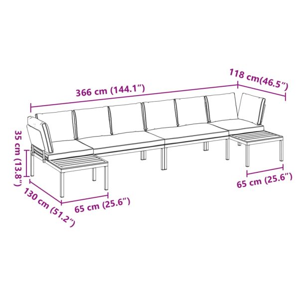 4-Delige Loungeset Met Kussens Aluminium Zwart - Afbeelding 8