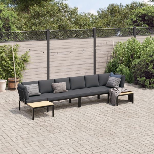 4-Delige Loungeset Met Kussens Aluminium Zwart