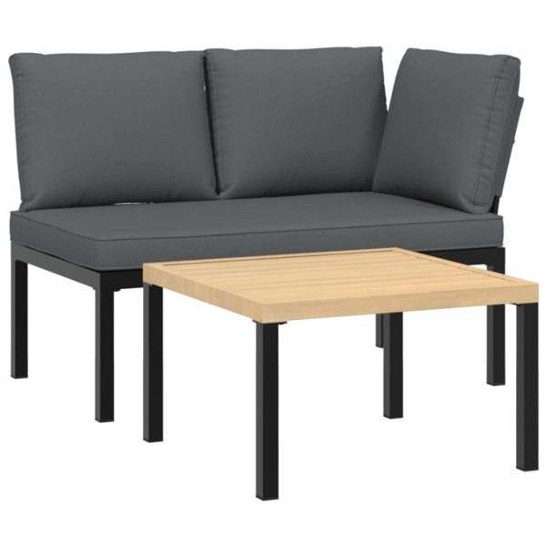 2-Delige Loungeset Met Kussens Aluminium Zwart - Afbeelding 2