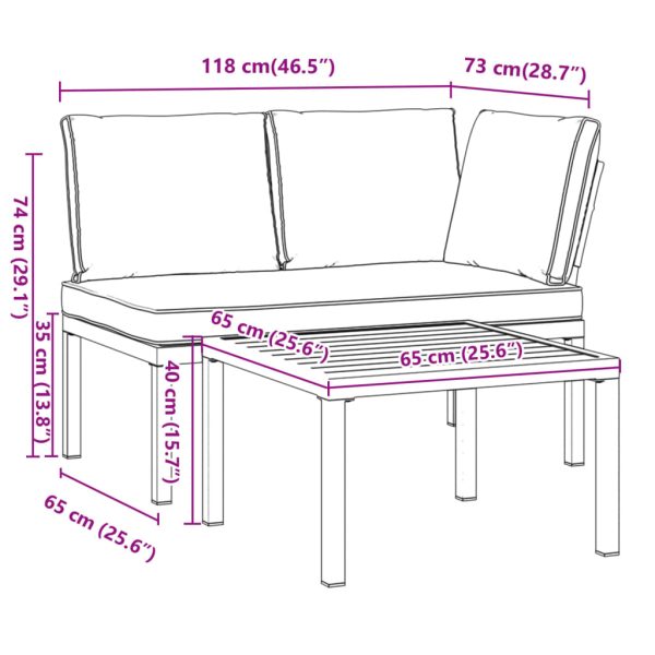 2-Delige Loungeset Met Kussens Aluminium Zwart - Afbeelding 7