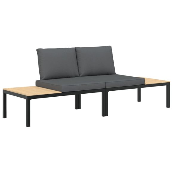 2-Delige Loungeset Met Kussens Aluminium Zwart - Afbeelding 2