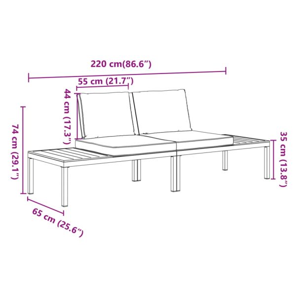 2-Delige Loungeset Met Kussens Aluminium Zwart - Afbeelding 6