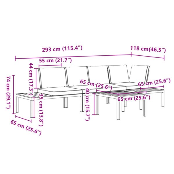 4-Delige Loungeset Met Kussens Aluminium Zwart - Afbeelding 9