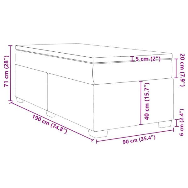 Boxspring Met Matras Stof 90X190 Cm - Afbeelding 11