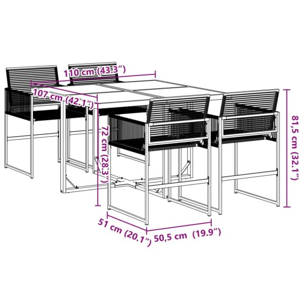 5-Delige Tuinset Poly Rattan Zwart - Afbeelding 9