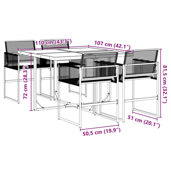 5-Delige Tuinset Poly Rattan Zwart - Afbeelding 9