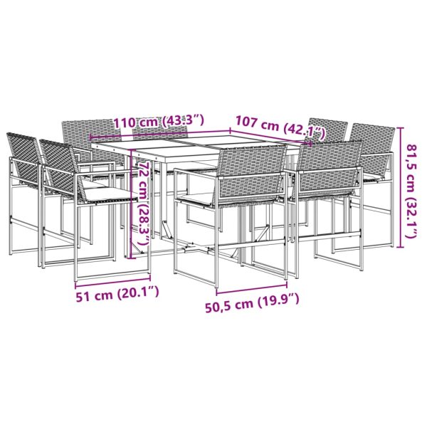 9-Delige Tuinset Poly Rattan Zwart - Afbeelding 8