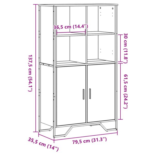 Hoge Kast 79,5X35,5X137,5 Cm Bewerkt Hout - Afbeelding 11