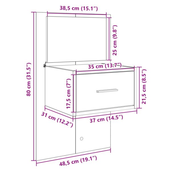 Hoofdbord Met Kastjes 120 Cm Bewerkt Hout - Afbeelding 12