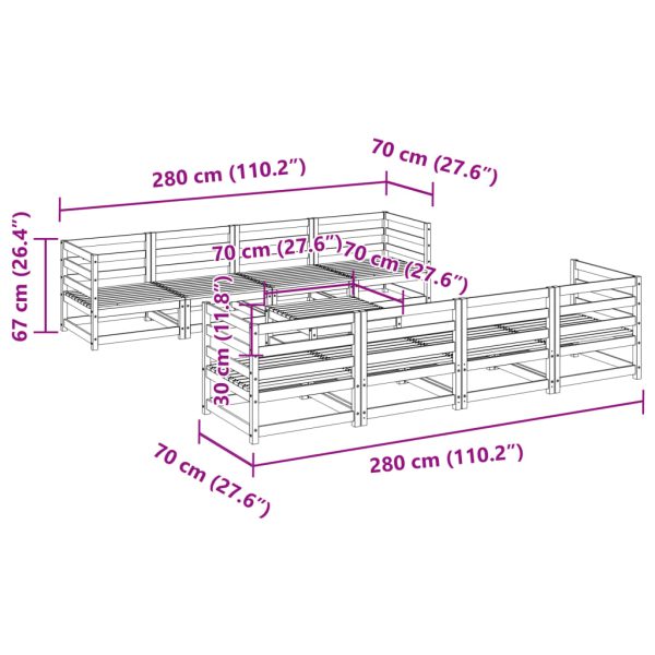 9-Delige Loungeset Massief Grenenhout - Afbeelding 11