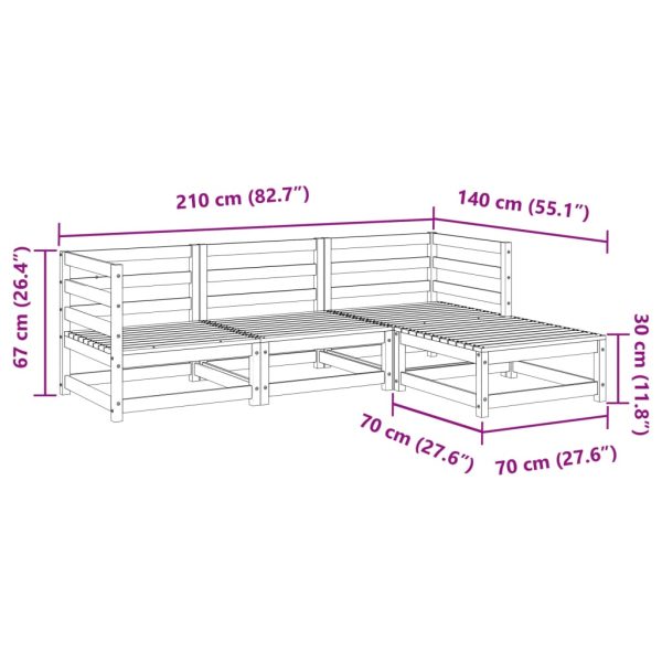 4-Delige Loungeset Massief Grenenhout - Afbeelding 11