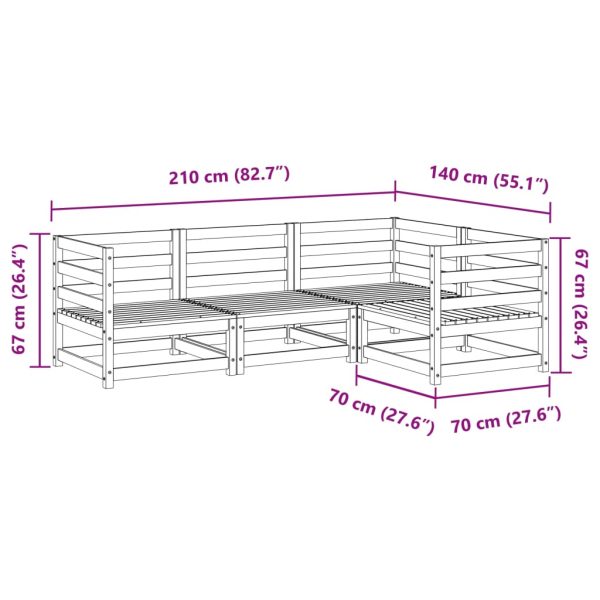 4-Delige Loungeset Massief Grenenhout - Afbeelding 9