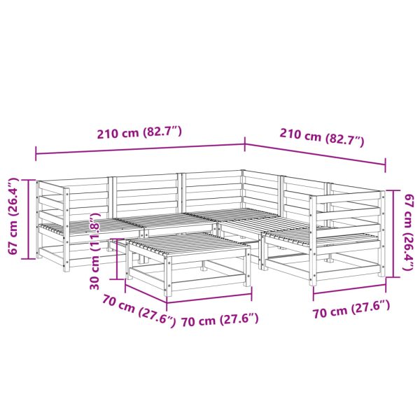 6-Delige Loungeset Massief Grenenhout - Afbeelding 11