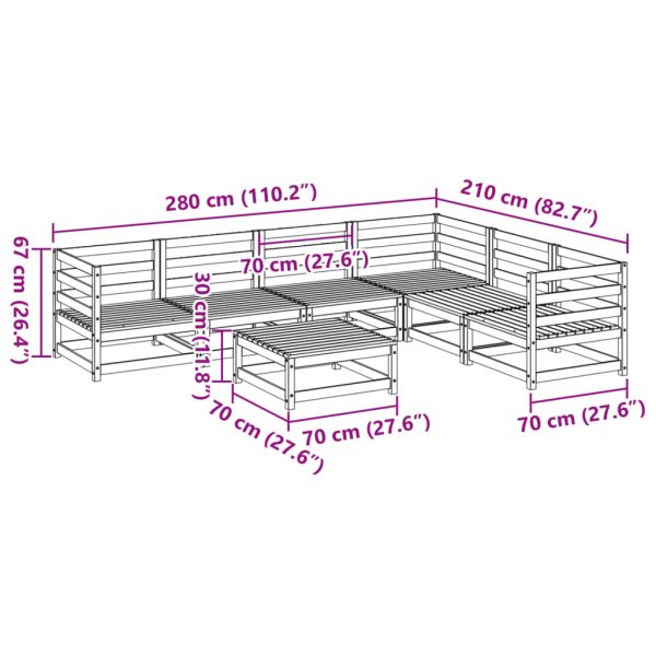 7-Delige Loungeset Massief Grenenhout - Afbeelding 11