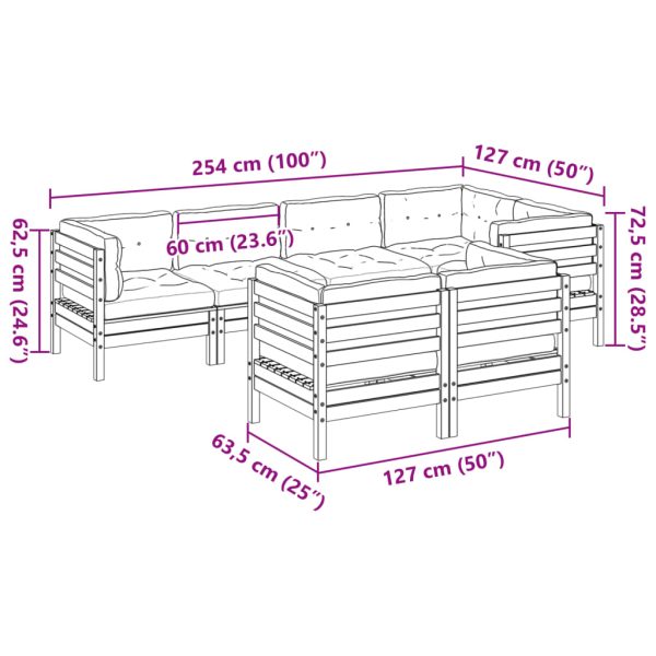 7-Delige Loungeset Met Kussens Massief Grenenhout - Afbeelding 10