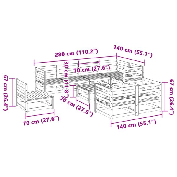 9-Delige Loungeset Massief Grenenhout - Afbeelding 12