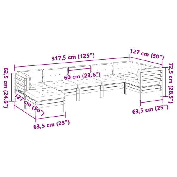 7-Delige Loungeset Met Kussens Massief Grenenhout - Afbeelding 12