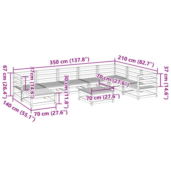 9-Delige Loungeset Massief Grenenhout - Afbeelding 11