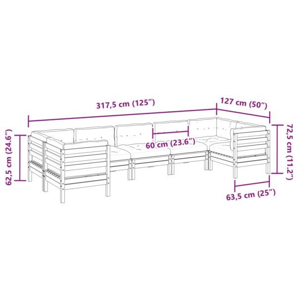 7-Delige Loungeset Met Kussens Massief Grenenhout - Afbeelding 10